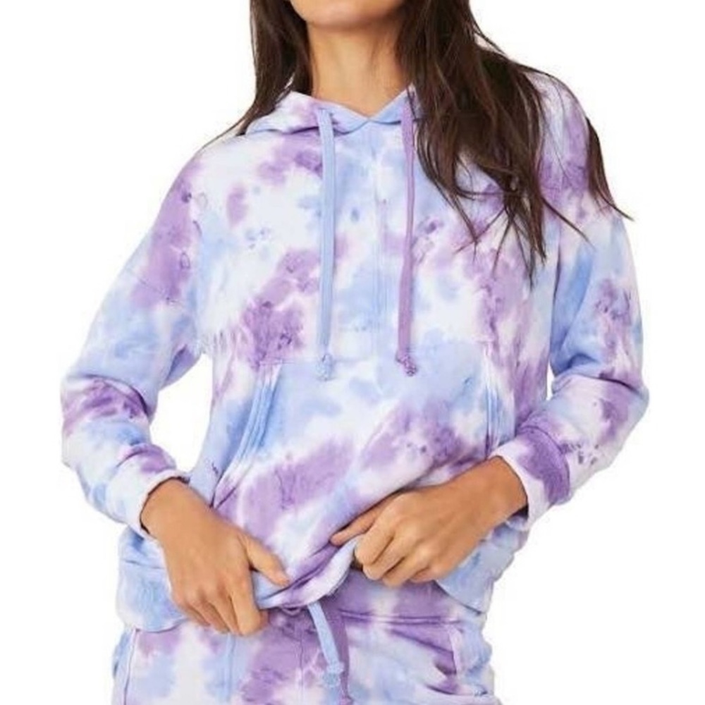 (A5) NEW Free People Movement Purple Tie Dye Work It Out Hoodie, Sz Small, NWOT - Picture 1 of 14